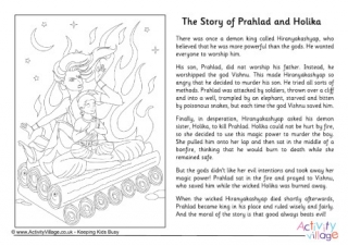 Prahlad and Holika Story Colouring