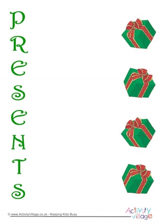 Presents Acrostic Poem Printable