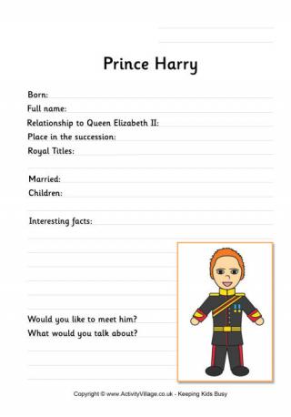 Prince Harry Worksheet
