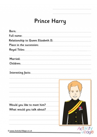 Prince Harry Worksheet 2