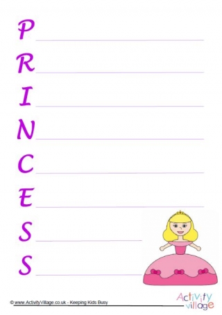 Princess Acrostic Poem Printable