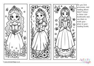 Princess Colouring Bookmarks