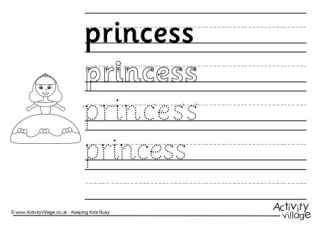 Princess Handwriting Worksheet