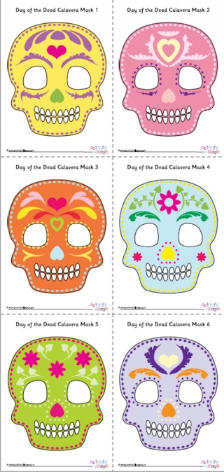 Printable Day of the Dead Calavera Masks