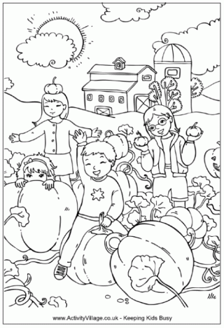 Pumpkin Patch Colouring Page