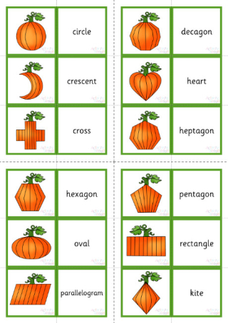 Pumpkin 2D Shapes Double Sided Flash Cards