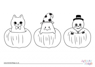 Pumpkin Friends Colouring Page