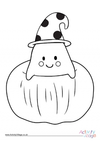 Pumpkin Ghost Colouring Page