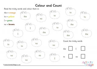 Pumpkin Tricky Word Colour and Count Phase 2