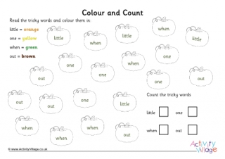 Pumpkin Tricky Word Colour and Count Phase 4