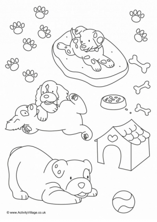 Puppies Colouring Page