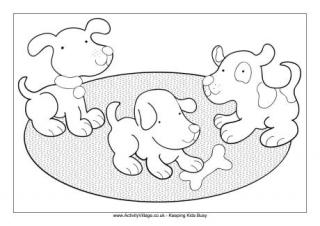 Puppies Playing Colouring Page