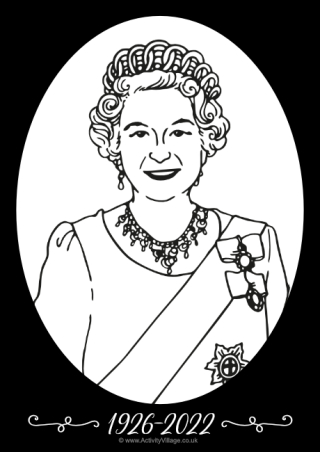 Queen Elizabeth II Colouring Page - Rest in Peace