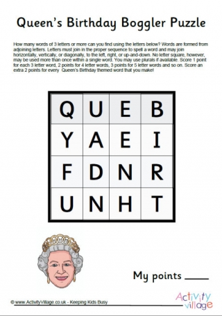 Queen's Birthday Boggler Puzzle