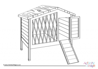 Rabbit Hutch Colouring Page