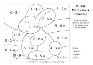 Rabbit Maths Facts Colouring Page