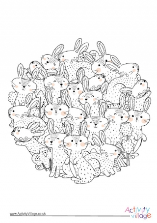 Rabbits Circle Colouring Page