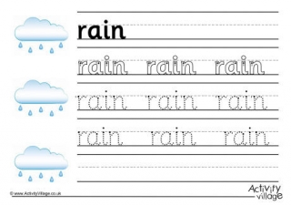 Rain Handwriting Worksheet