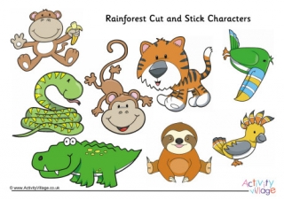 Rainforest Cut and Stick Characters