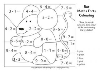 Rat Maths Facts Colouring Page