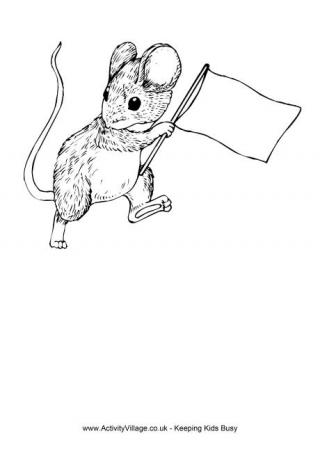 Rat with flag colouring page