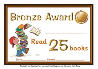 Reading Certificate Bronze Award