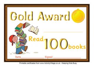 Reading Certificate Gold Award 
