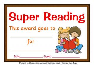 Reading Certificate Super Reading