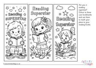 Reading Superstar Colouring Bookmarks
