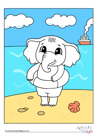 Ready To Swim Elephant Colour Pop Colouring Page