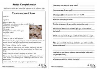 Recipe Worksheets