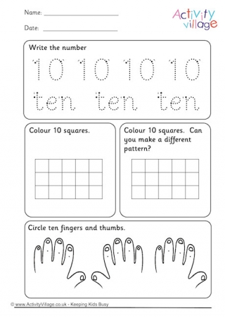 Recognising Numbers Worksheet 10
