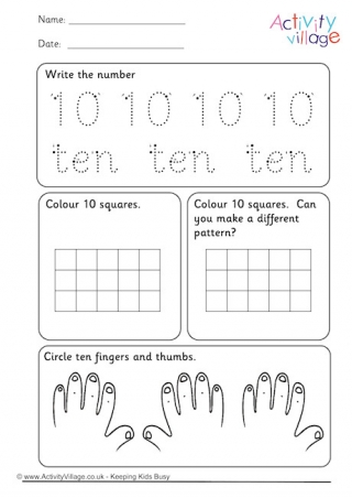 Recognising Numbers Worksheet 10