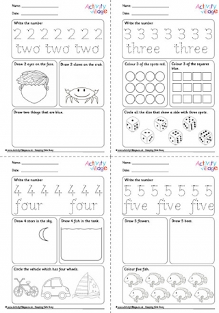 Recognising Numbers Worksheets 