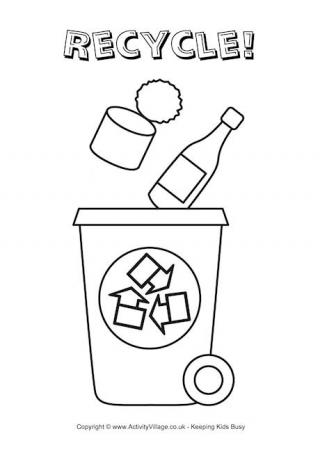 Recycle Bin Colouring Page