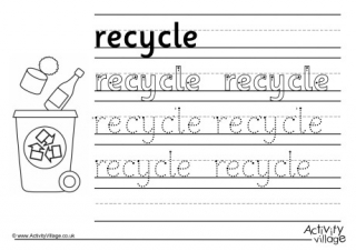 Recycle Handwriting Worksheet