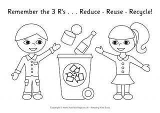 Recycling Colouring Page