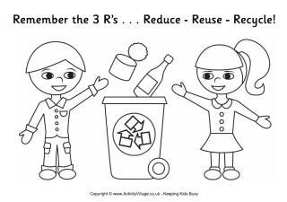 Recycling Colouring Pages