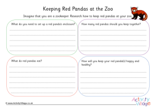Red Panda Zookeeper Worksheet