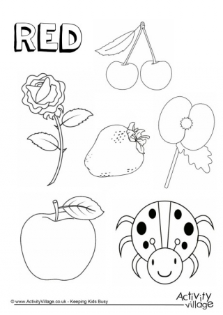 Red Things Colouring Page