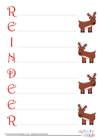 Reindeer Acrostic Poem Printable