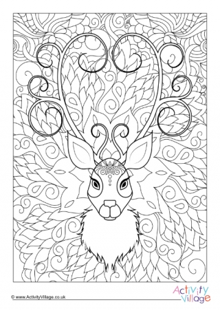 Reindeer Doodle Colouring Page 1