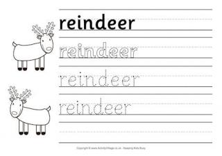 Reindeer Handwriting Worksheet