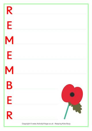 Remember Acrostic Poem Printable