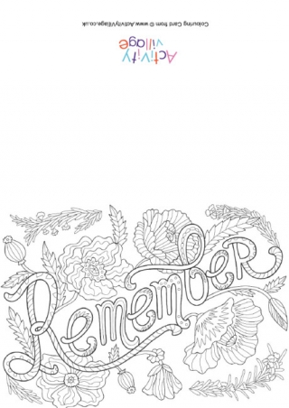 Remember Colouring Card