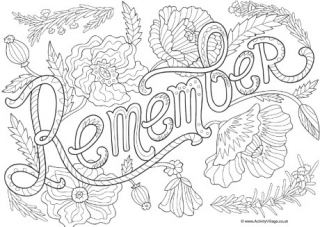 Remember Doodle Colouring Page
