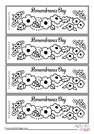 Remembrance Day Colouring Bookmarks