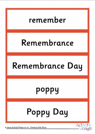 Remembrance Day Word Cards