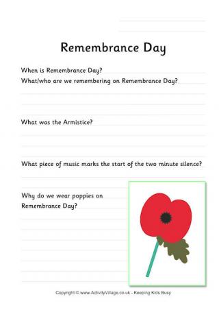 Remembrance Day Worksheet