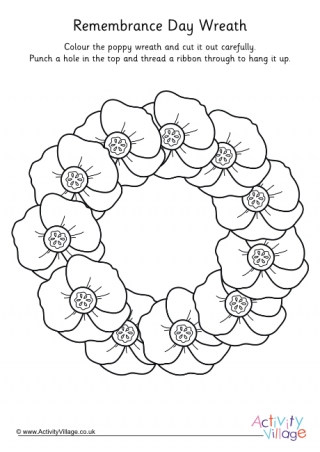 Remembrance Day Wreath Colouring Page 2
